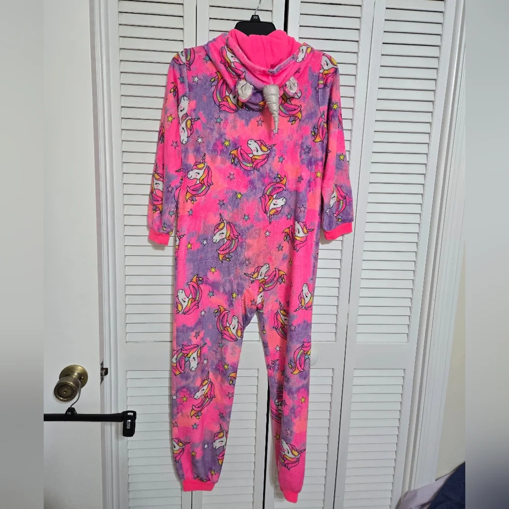 The Children's Place Girl's L Pink and Purple Unicorn Hooded Pajamas